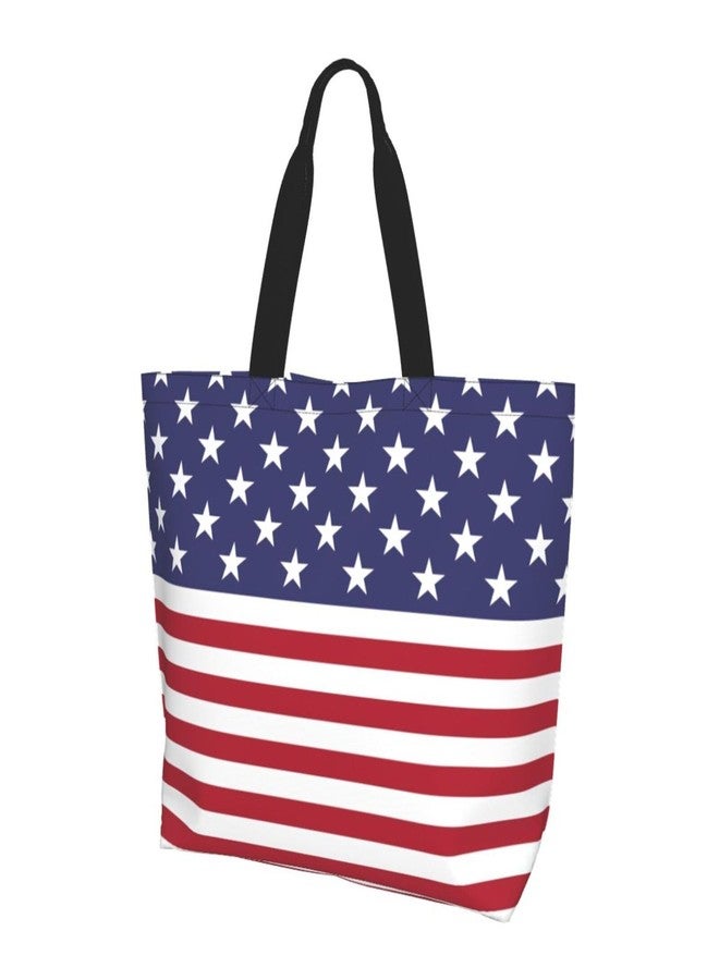 ASYG Cute American Flag Tote Bag for Women and Men Reusable Shoulder Bags for Gym, Shopping, Beach,Travel - Image 2